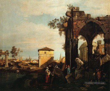 capriccio avec ruines et porta portello à padoue Canaletto Peinture à l'huile